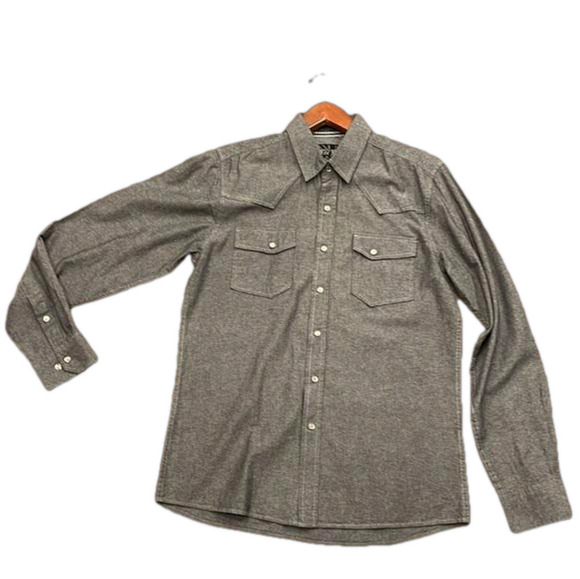 For Him London M heathered gray shirt with pearly snaps and  front pockets - Picture 1 of 7